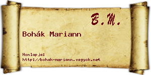 Bohák Mariann névjegykártya